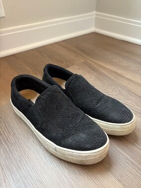 Lord & Taylor Black Suede Slip-On Sneakers